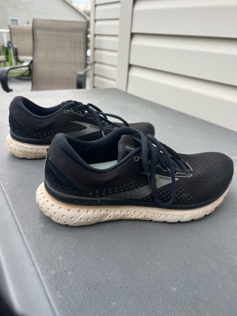 Brooks Glycerine 18 Woman’s Black and Cream Athletic Running Shoes